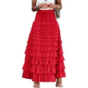 Women's Long Maxi Tulle Skirts Red